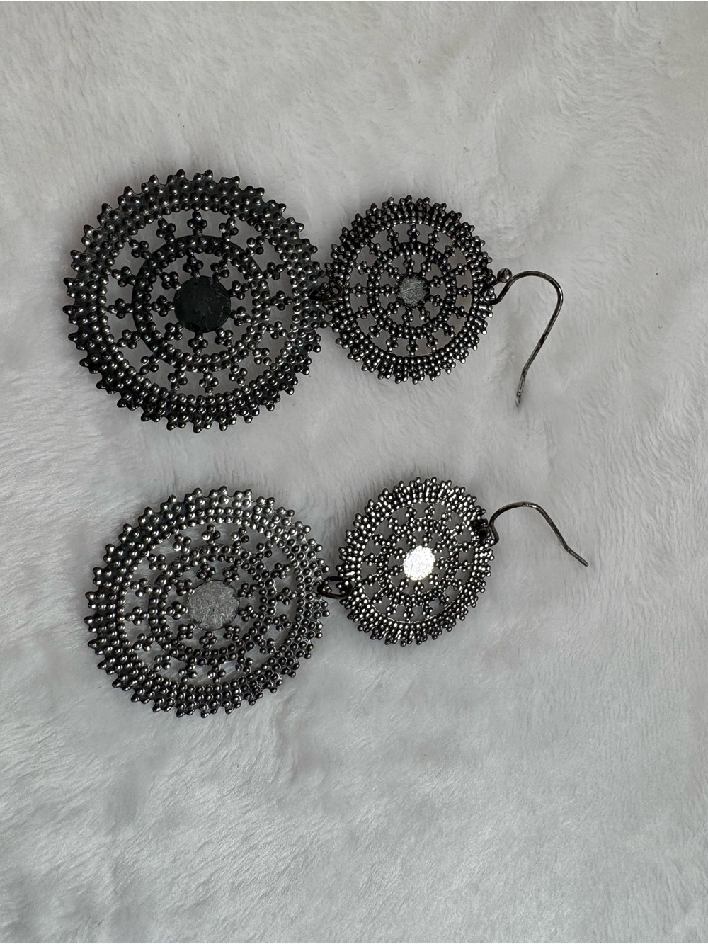 Women's Black Filigree Double-Drop Earrings